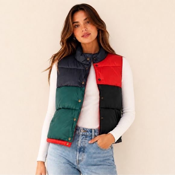 Clare V. Jackets & Blazers - CLARE V. Emile Colorblock Nylon Puffer Vest